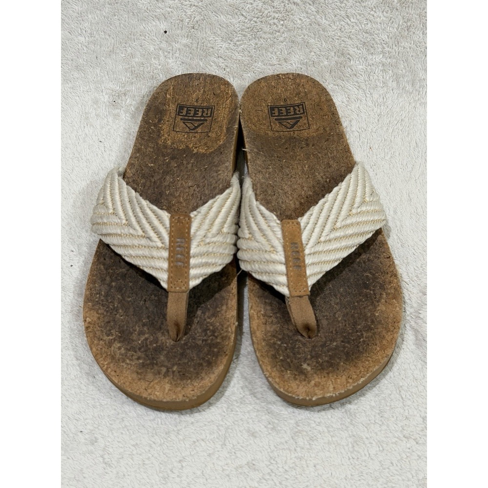 Reef Cushion Strand Sandals Shoes Womens Size 9 40 Beige Thong Comfort Beach
